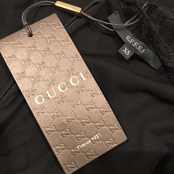 NWT. GUCCI black MESH LACE TOP Cocktail Dress XS - Picture 4 of 7